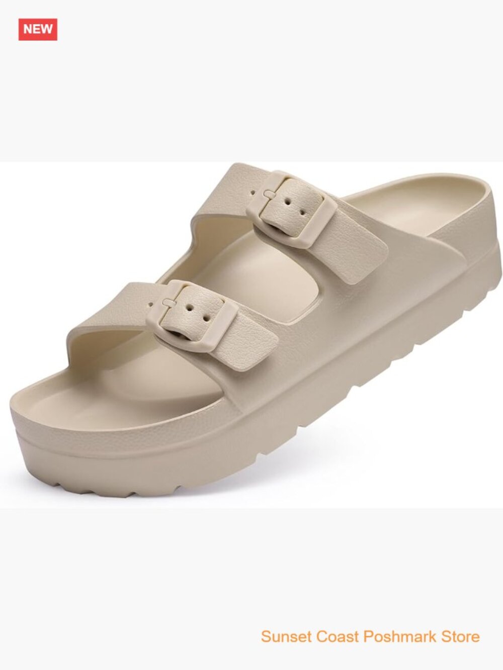 Women's Platform Sandals Arch Support Chunky Foam Slip On Slides Adjustable